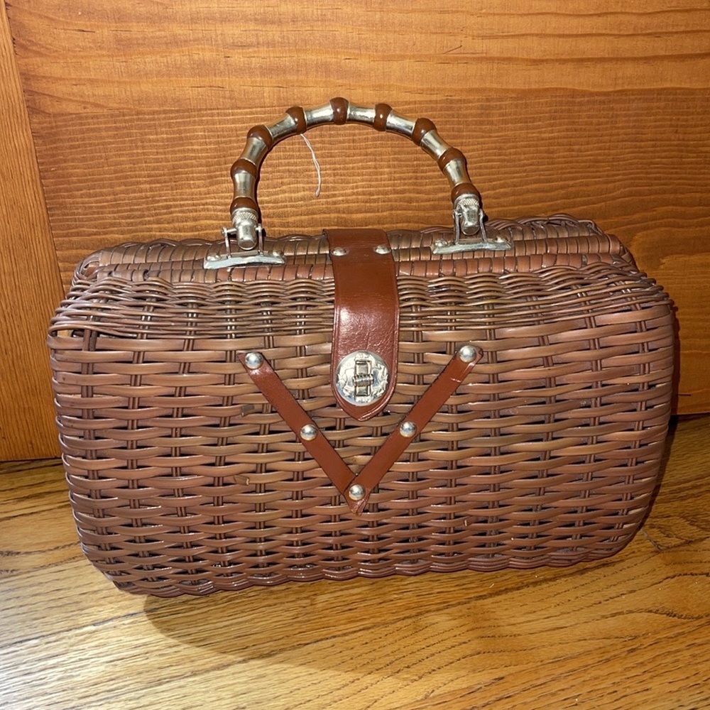 Vintage Paxton Product Hong Kong Picnic Basket Purse Unique Bag - Picture 4 of 6